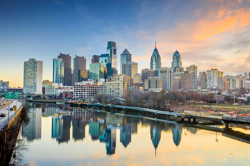 Downtown Skyline of Philadelphia, Pennsylvania USA